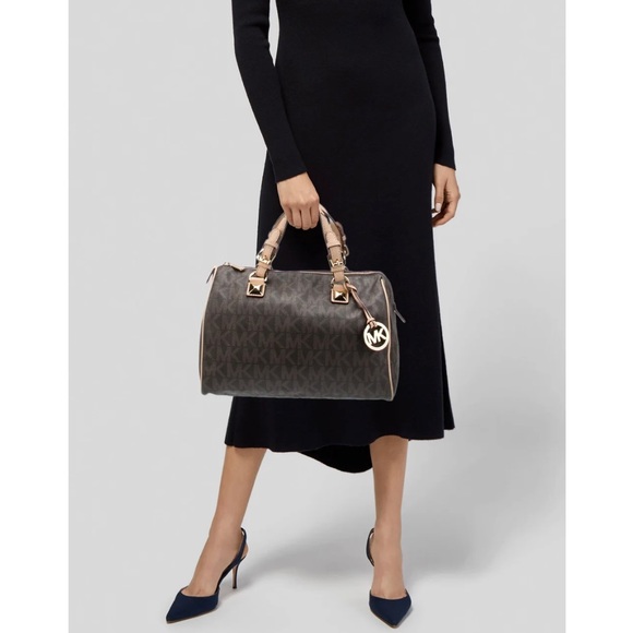 Michael Kors Coated Canvas Leather-Trimmed Handle Bag - Picture 2 of 15